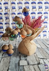 Herbst Glasmurmel Fensterdeko DIY Eicheln 06